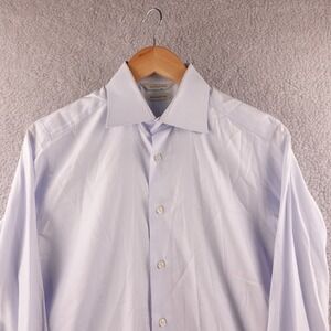 SuitSupply Mens Dress Shirt Blue Egyptian Cotton Long Sleeve Button Up 15-38